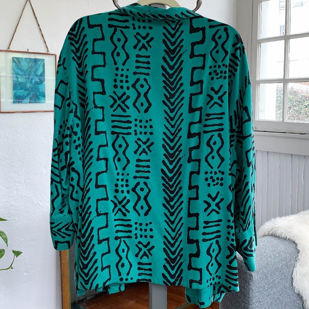 Vintage duster / button up, geometric pattern